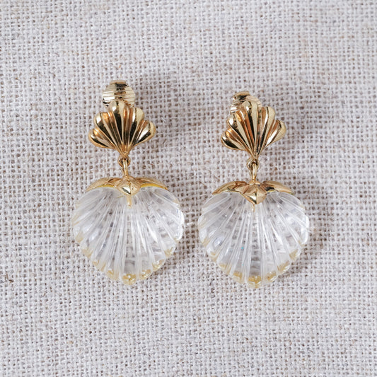 Vintage Shell Motif Glass Earrings