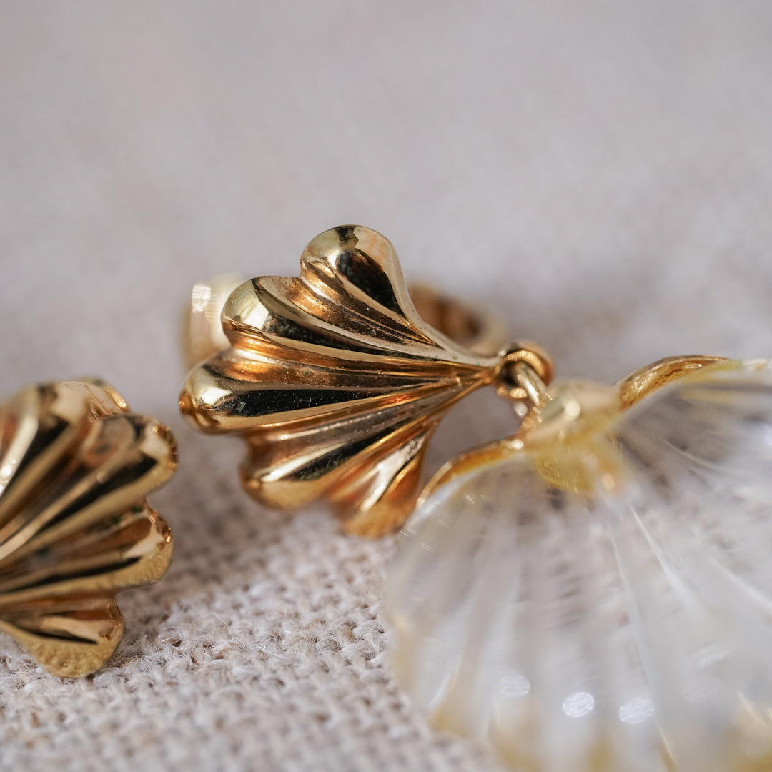 Vintage Shell Motif Glass Earrings