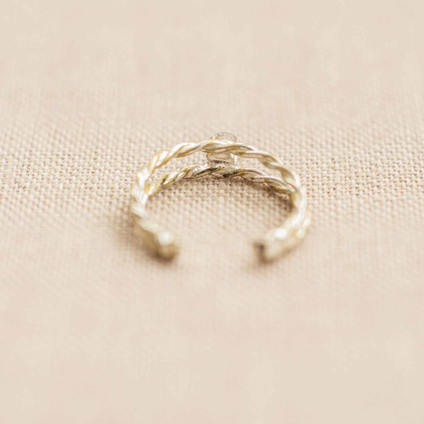 Vintage Twisted Metal Blue Stone Pinky/Midi Ring
