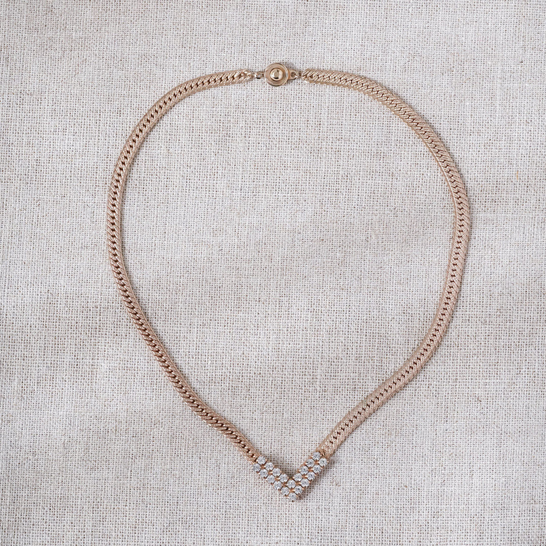 Vintage Rhinestone V Necklace
