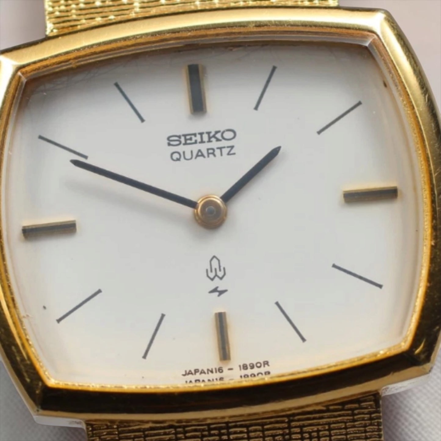 Seiko Quartz Gold Cushion-Case Leather Watch