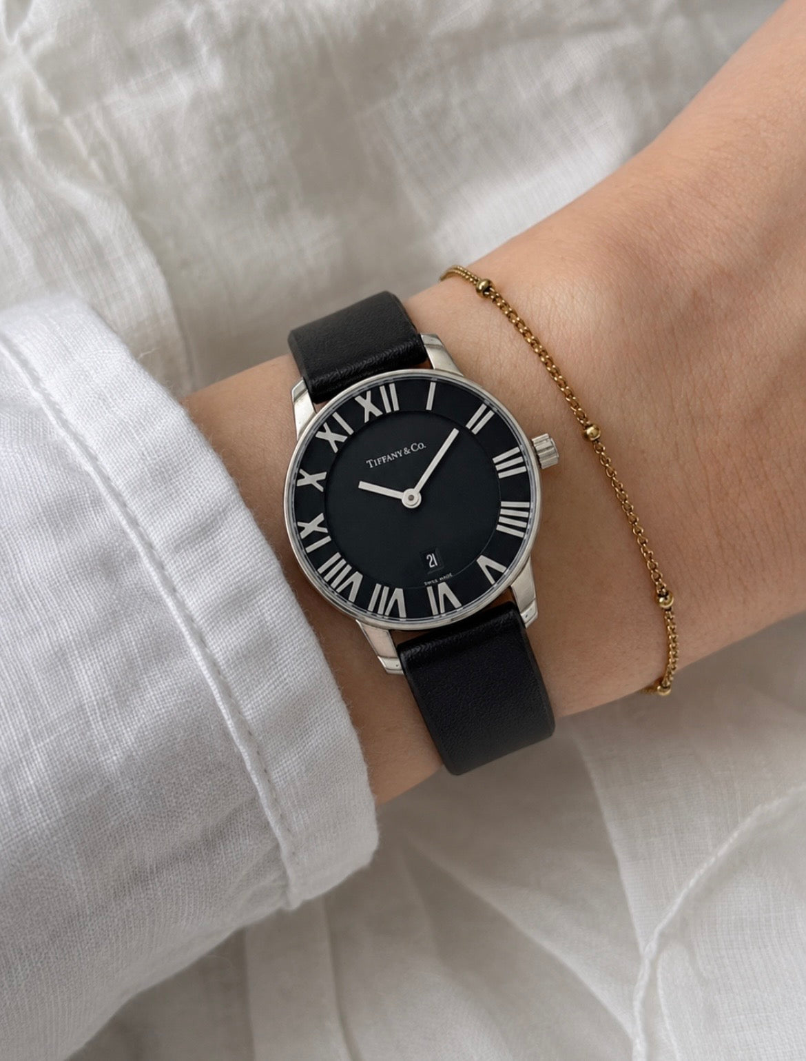 TIFFANY & Co. Atlas Black Dial Ladies Watch
