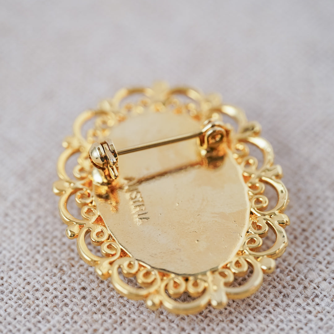 Vintage Petit Point Floral Brooch