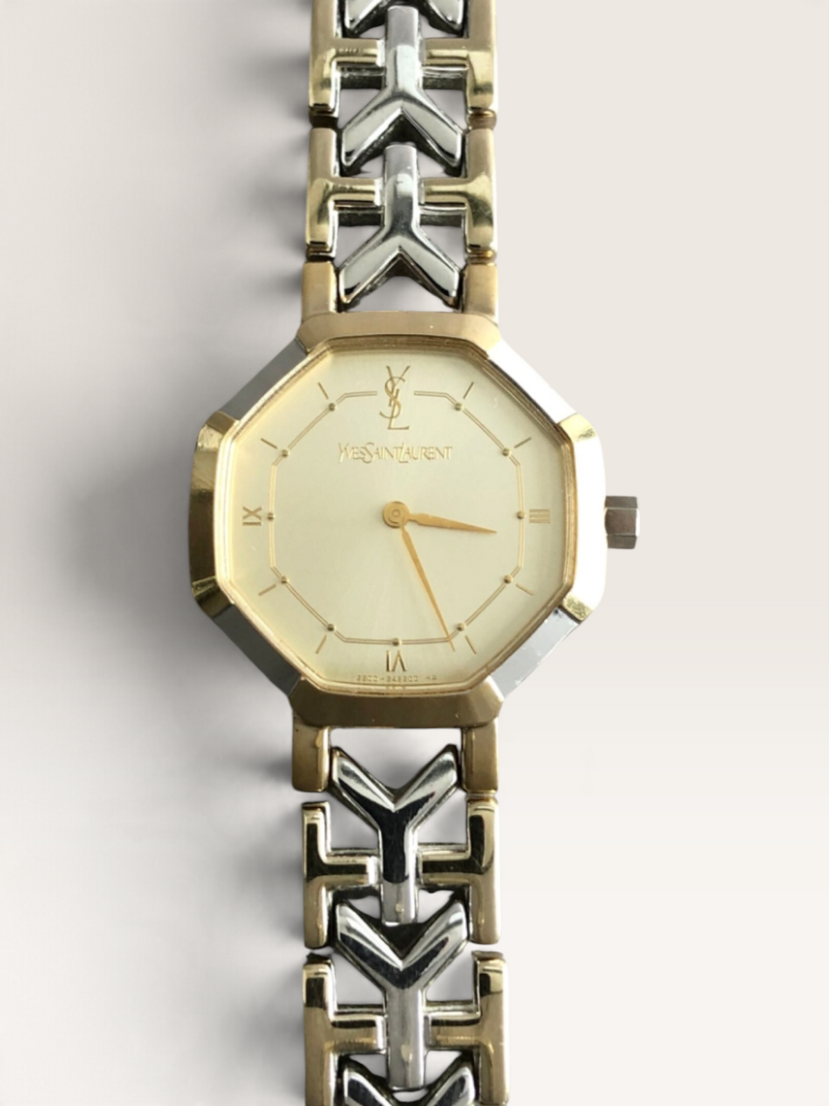 Yves Saint Laurent Octagonal Two-Tone Bracelet Watch