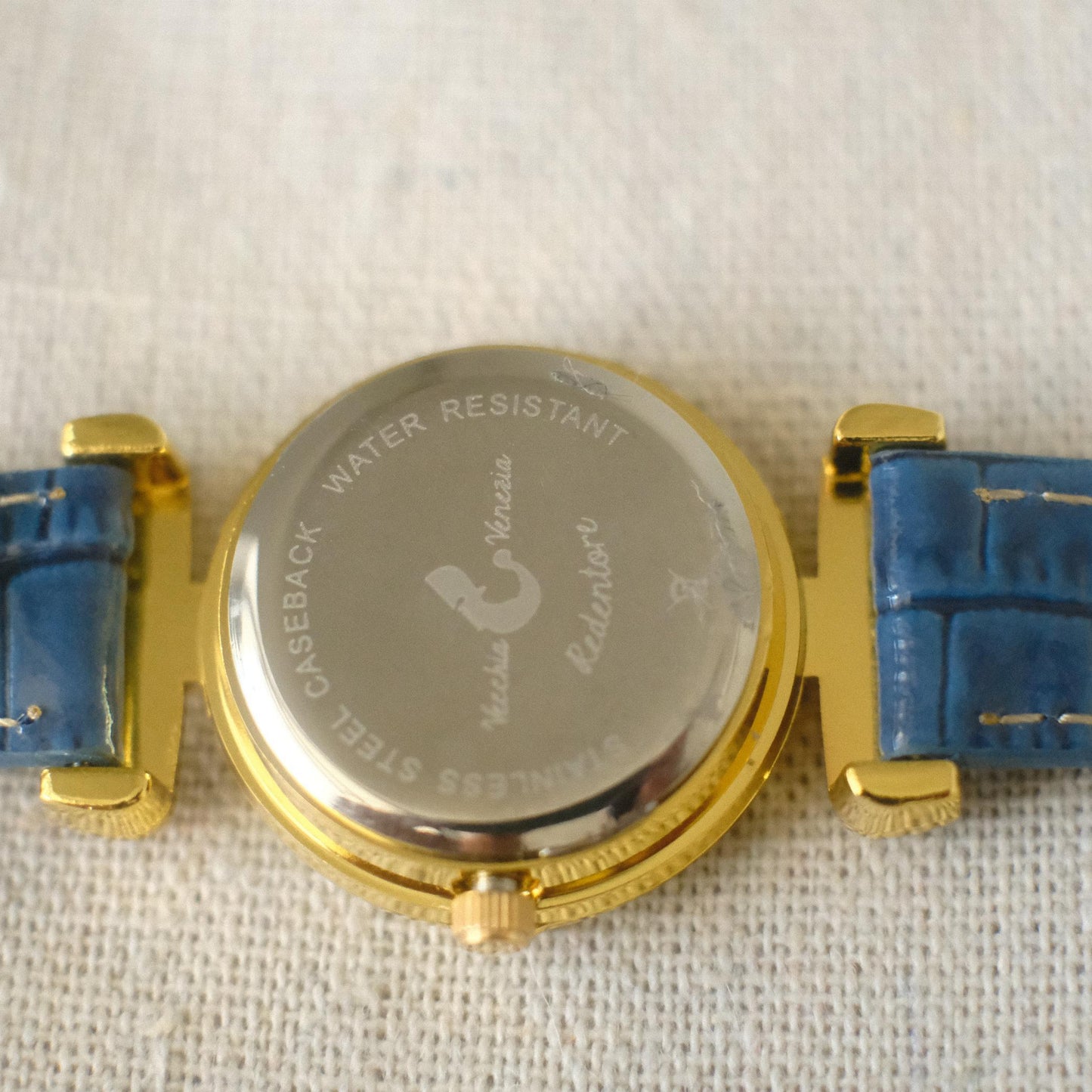 Murano Millefiori Watch With Leather Band - Navy