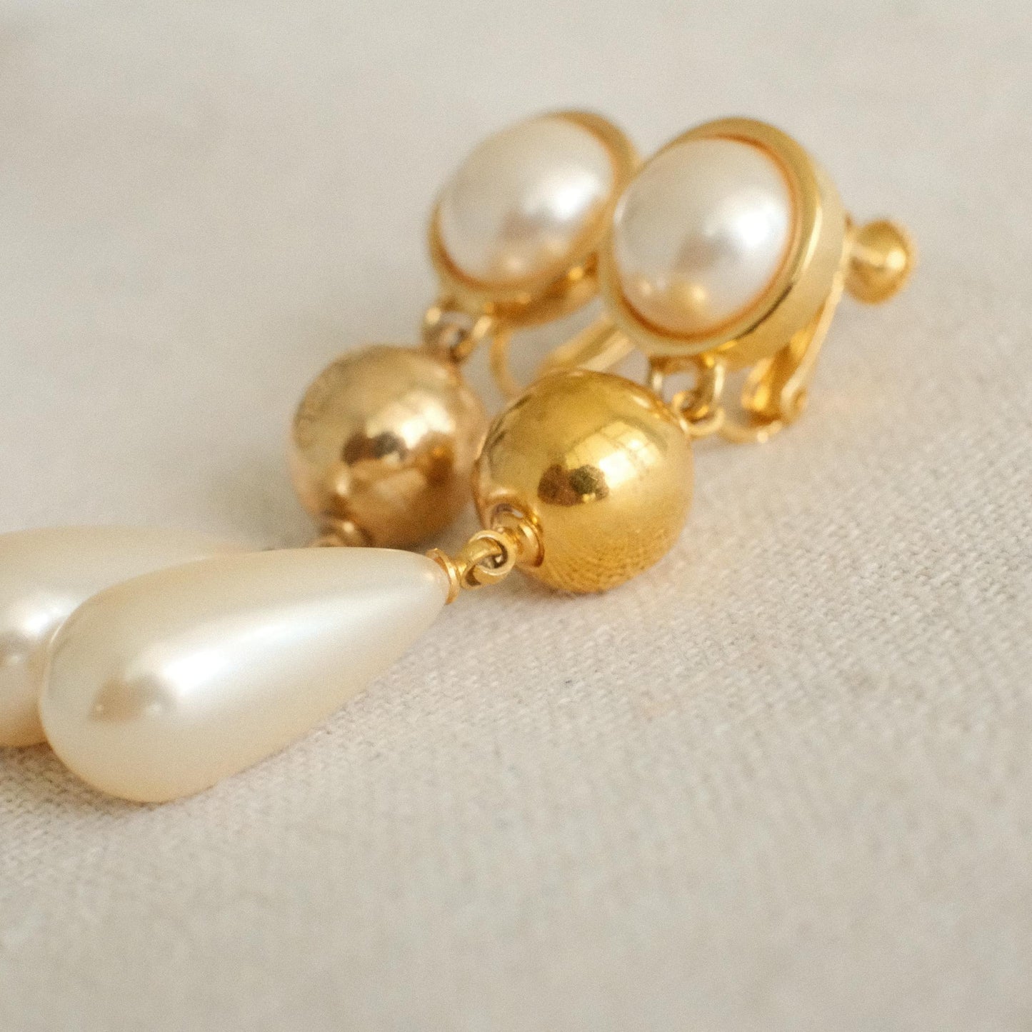 Vintage Renoma Pearl Drop Clip-on Earrings