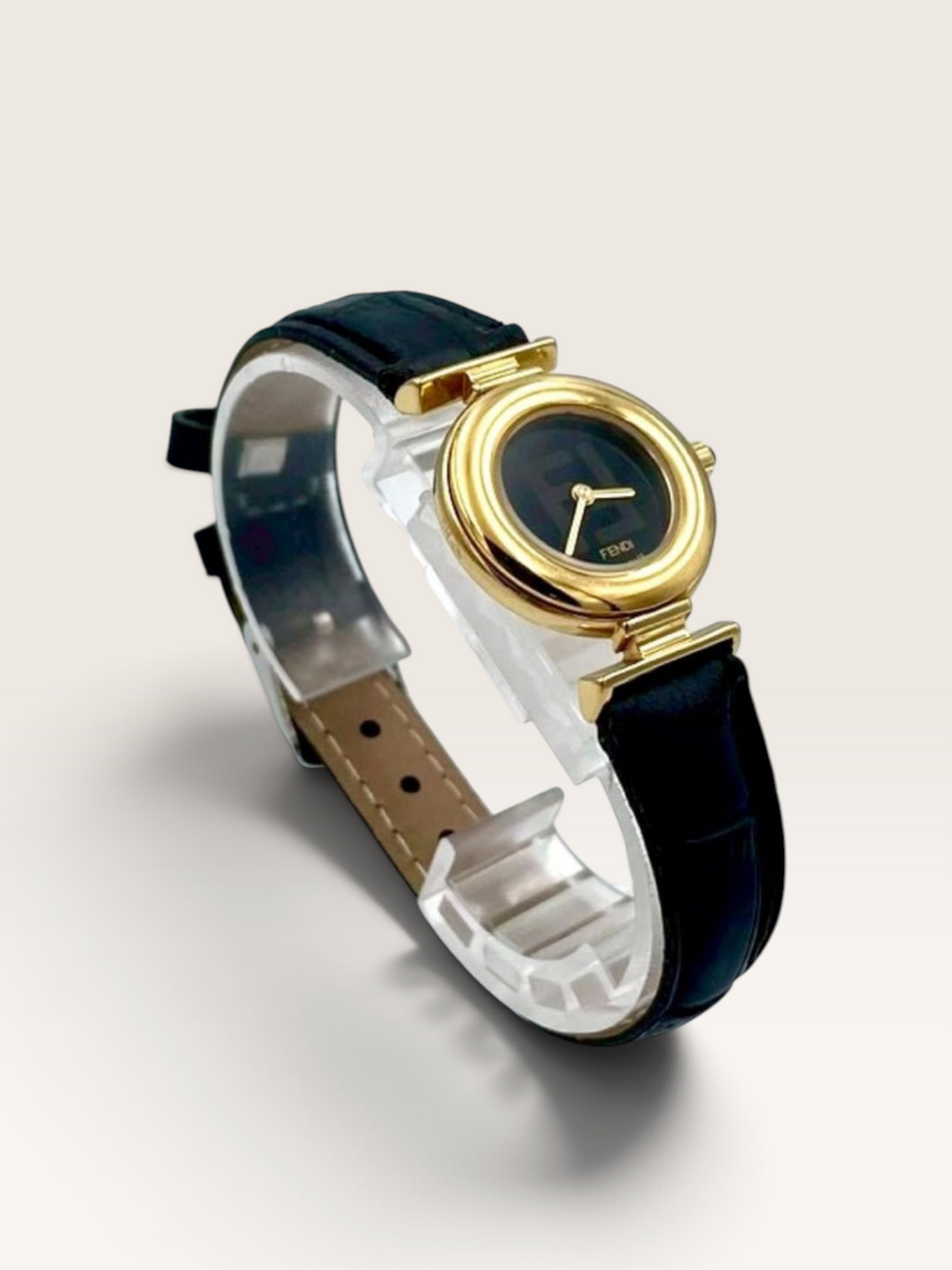 FENDI  Zucca Black Dial Gold-Tone Vintage Watch