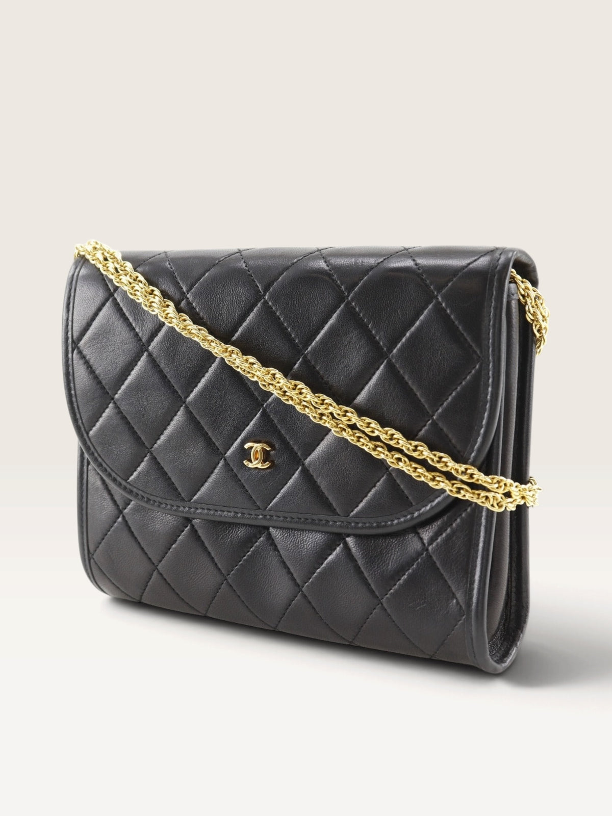 CHANEL Mini Matelassé Lambskin Chain Shoulder Bag – Black