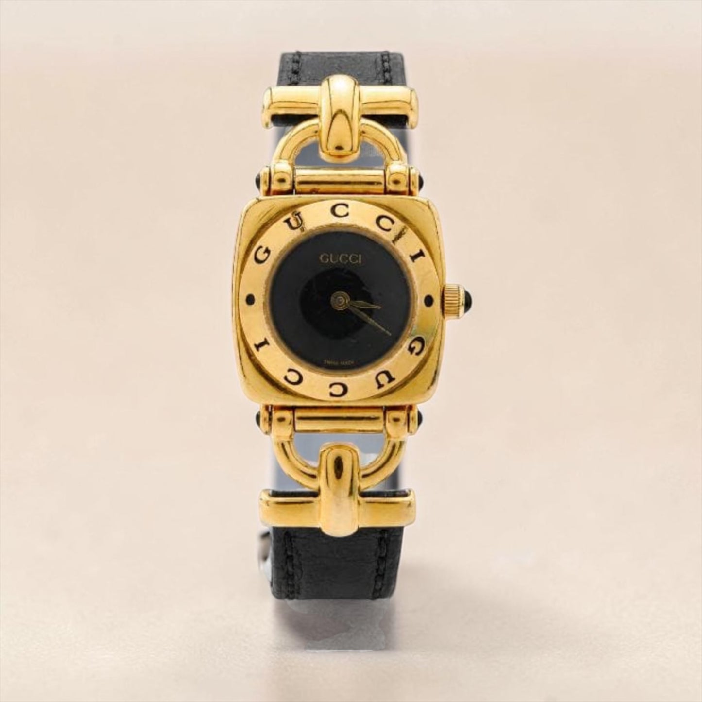 GUCCI Logo Bezel Black Dial Watch