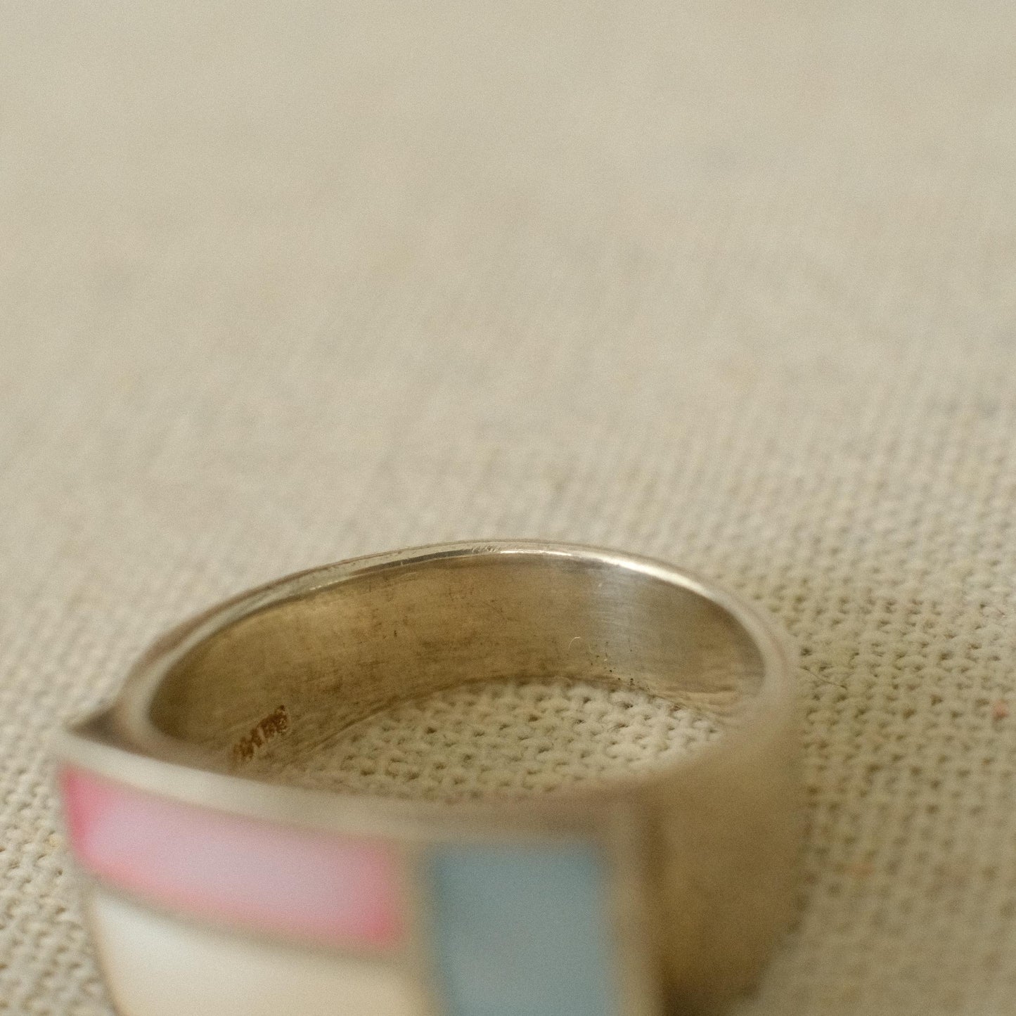 Vintage Pastel Colour Block Square Ring