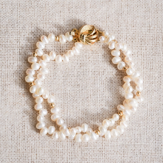 Vintage Sterling Silver Freshwater Pearl Bracelet