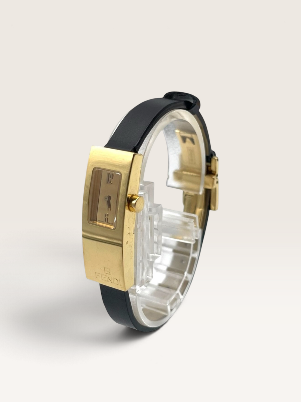 Vintage FENDI Gold-Tone Leather Strap Watch