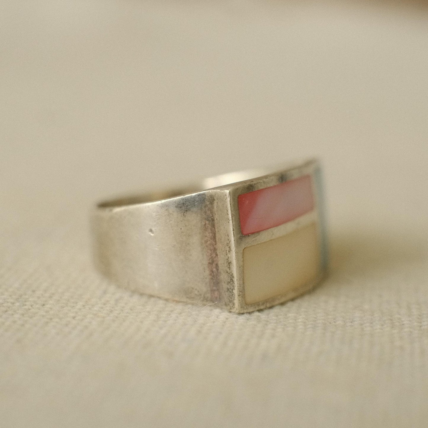 Vintage Pastel Colour Block Square Ring