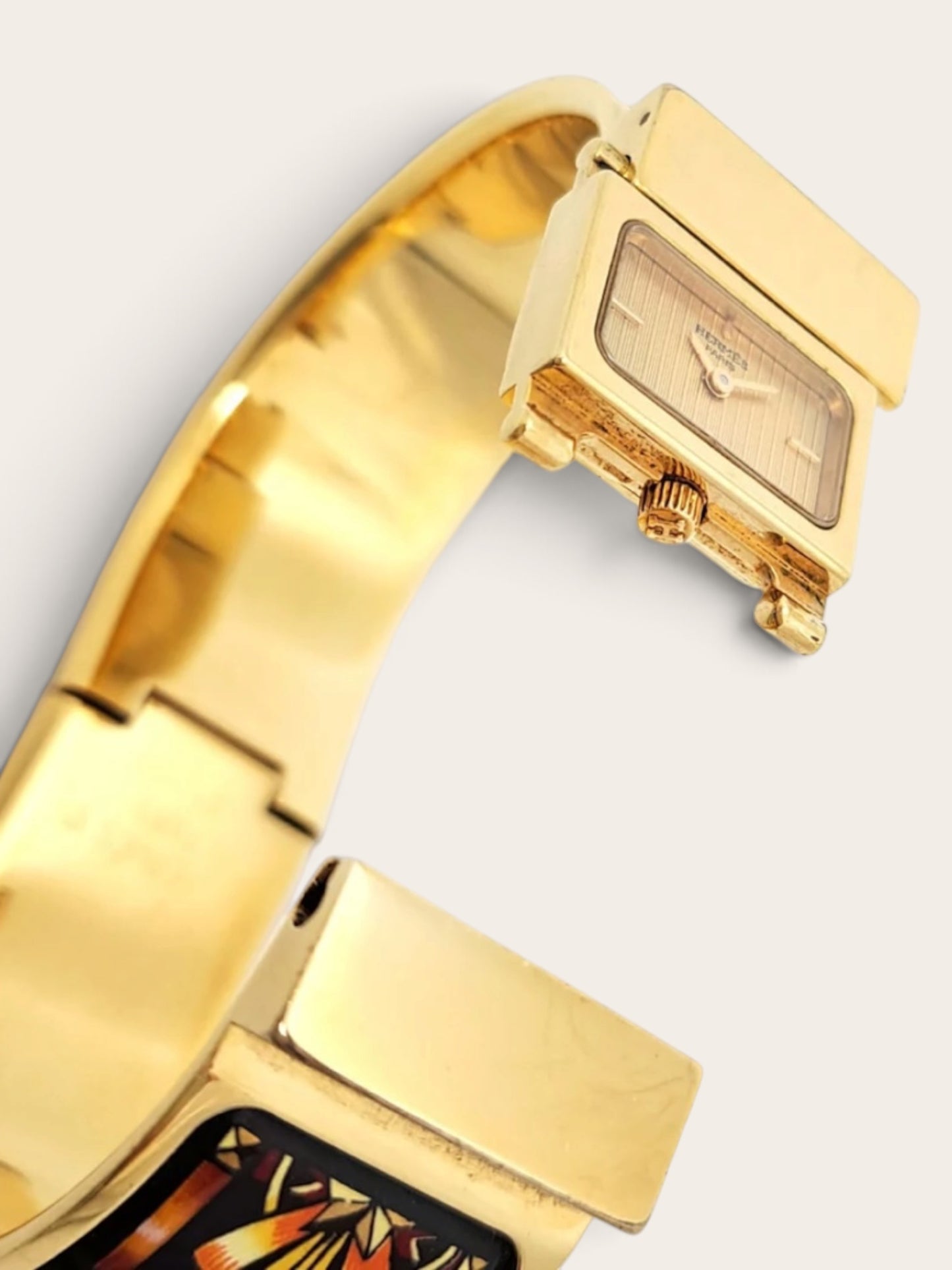 HERMÈS Loquet Gold-Tone Bangle Watch