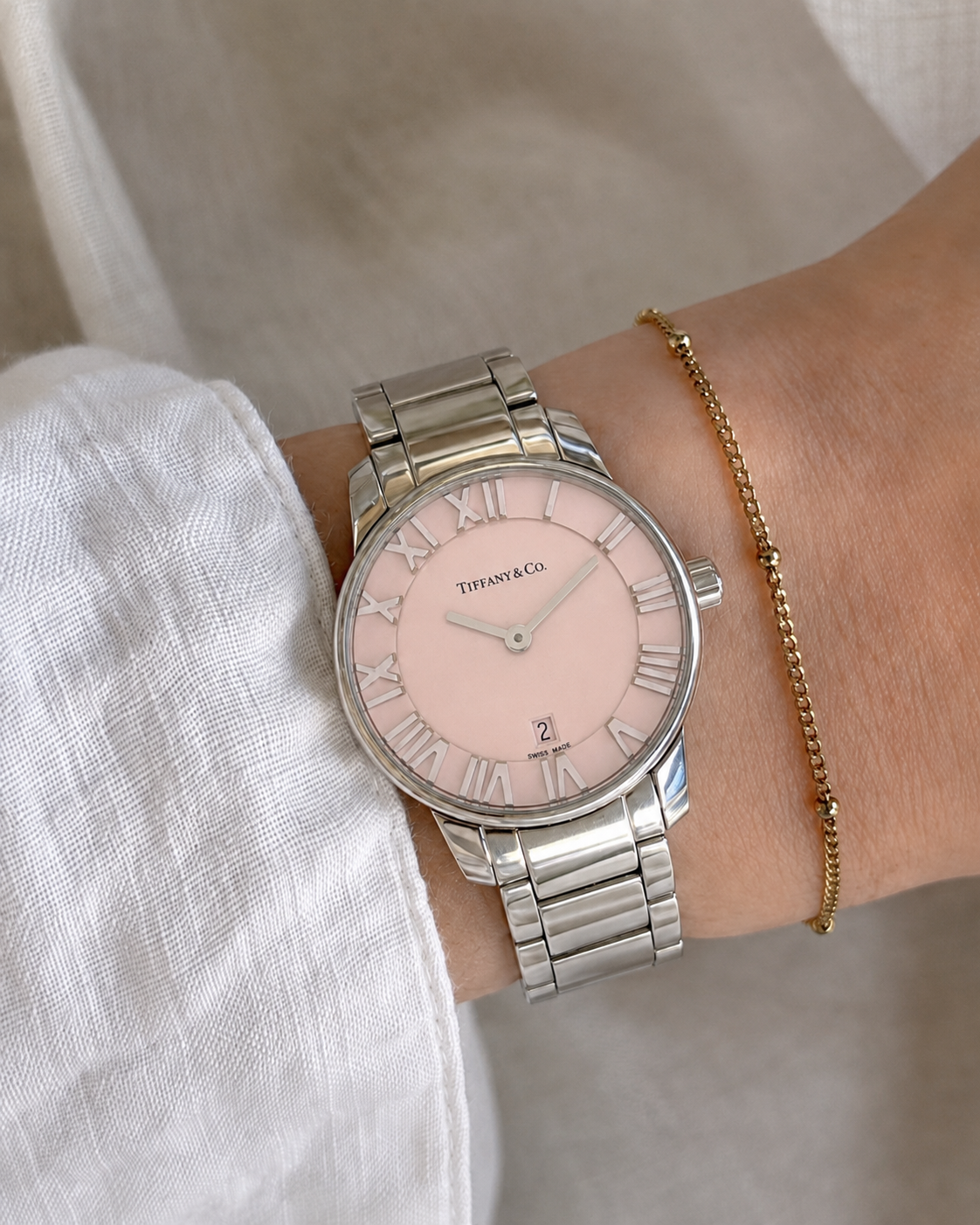 Tiffany & Co. Atlas Pink Dial Watch