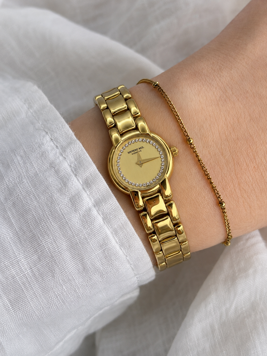 RAYMOND WEIL Gold-Tone Clear-Stone Bracelet Watch