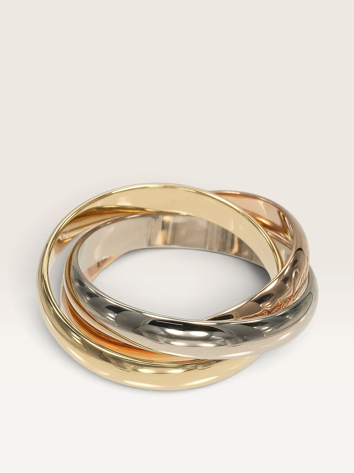 Cartier Trinity 18K Three-Tone Gold Ring – 3.5mm Band, Size 52
