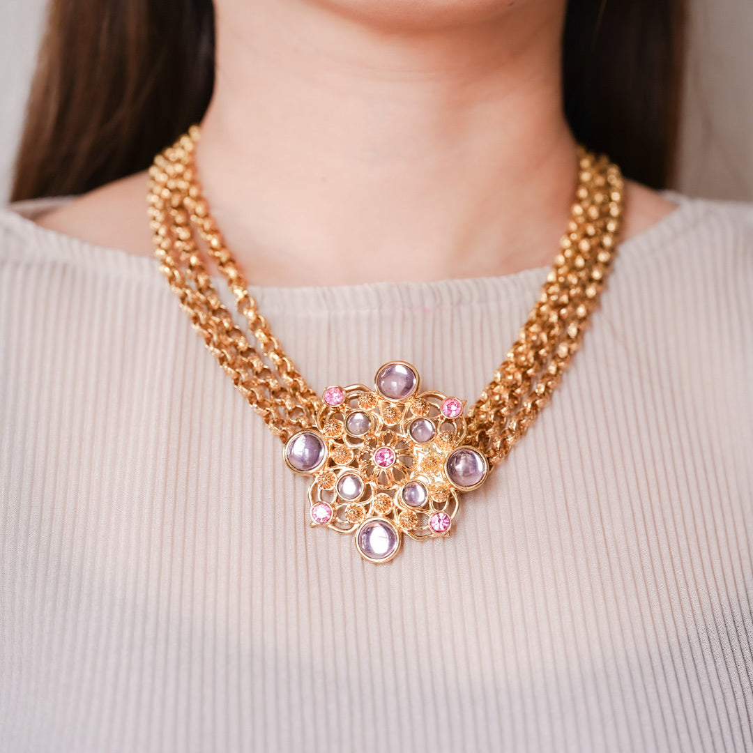 Vintage Barrera for Avon Floral Motif Costume Necklace