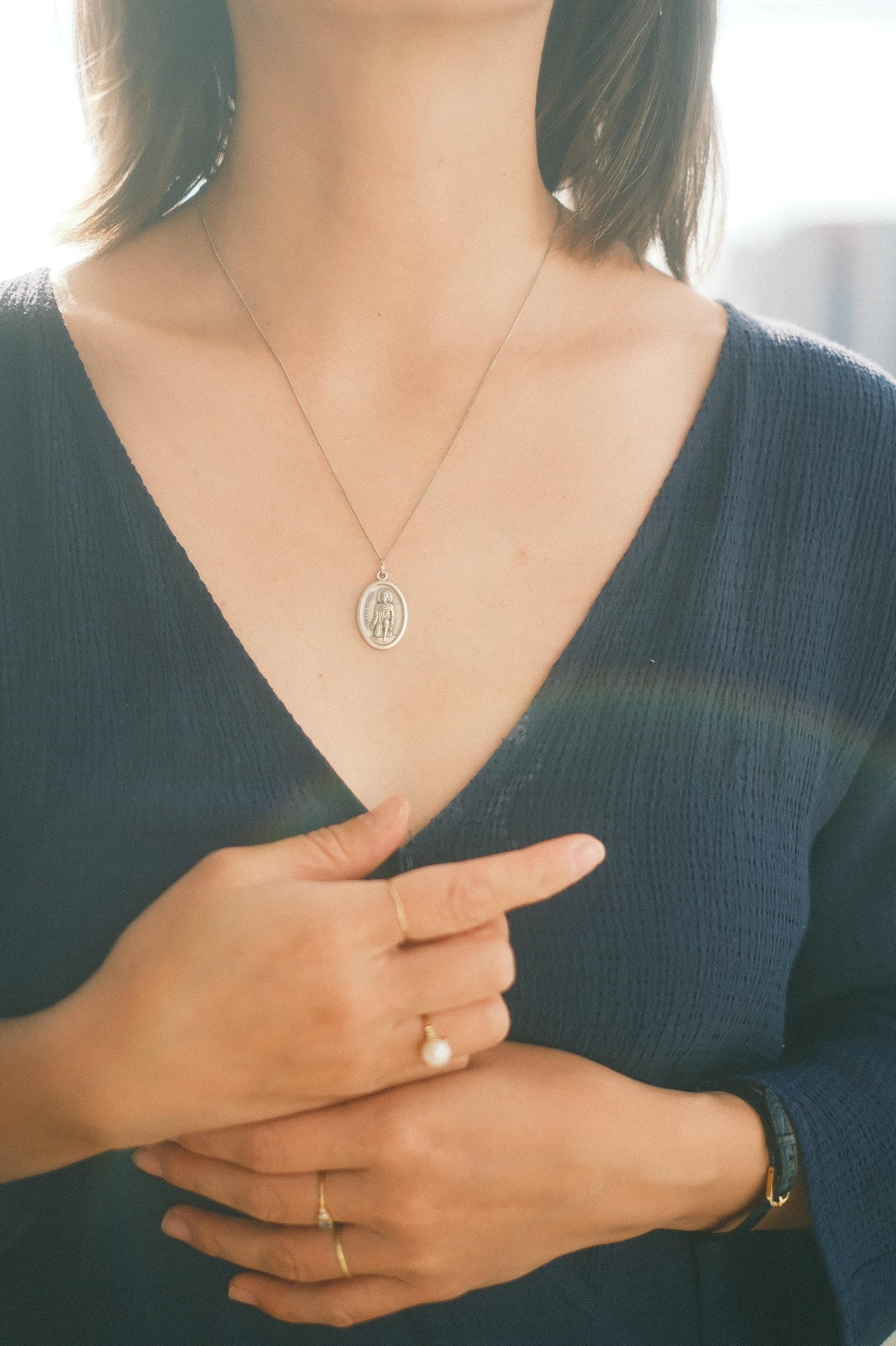 Médaille  silver 925 pendant necklace: St Peregrine