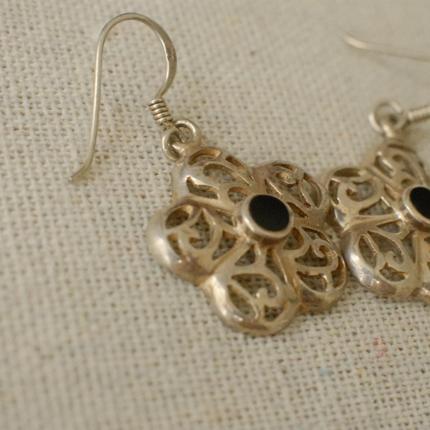 Vintage Sterling Silver Floral Motif Post Earrings