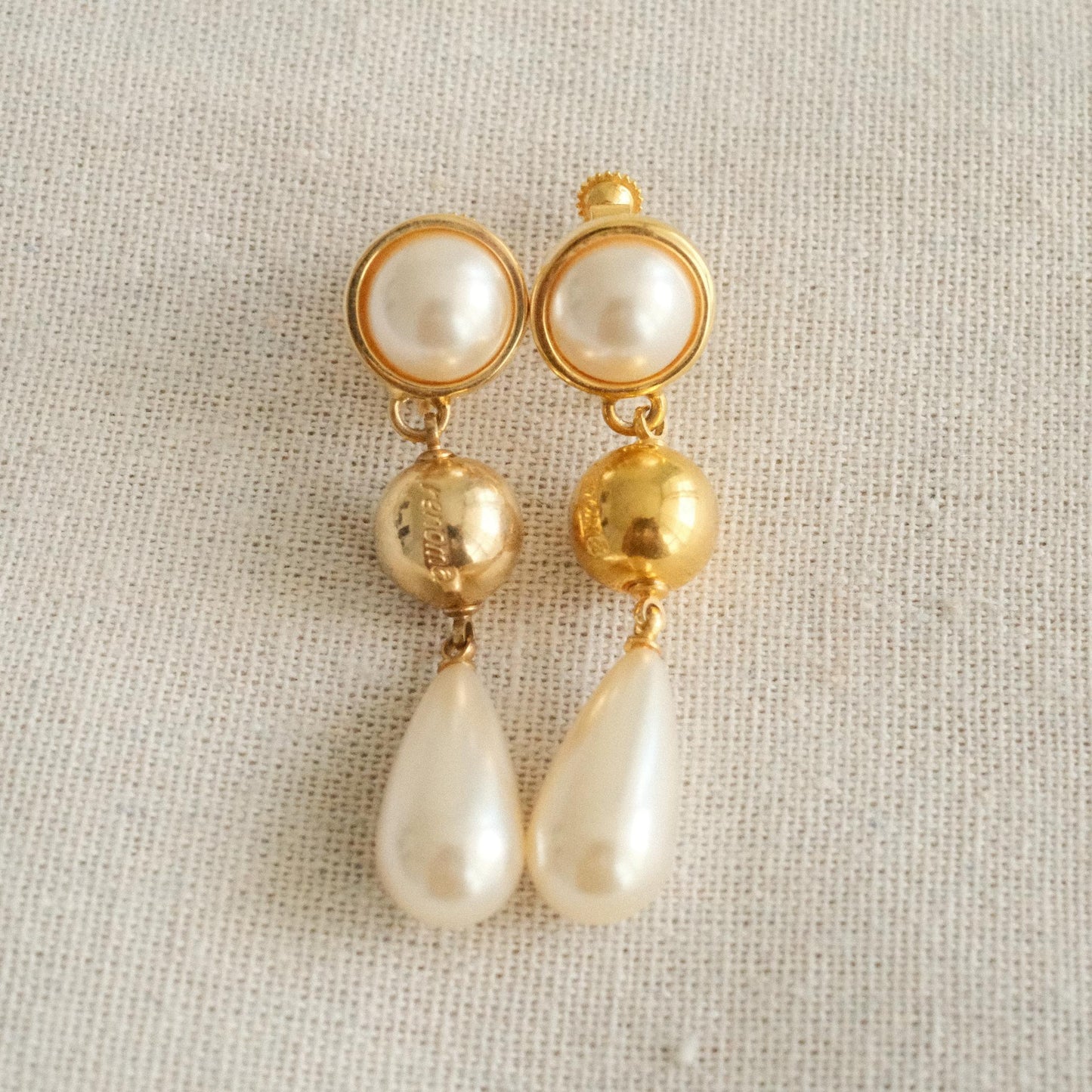 Vintage Renoma Pearl Drop Clip-on Earrings