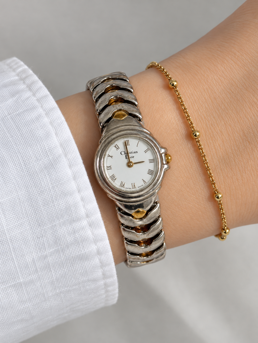 Christian Dior Two-Tone Roman Numeral Watch – Vintage Bracelet Watch