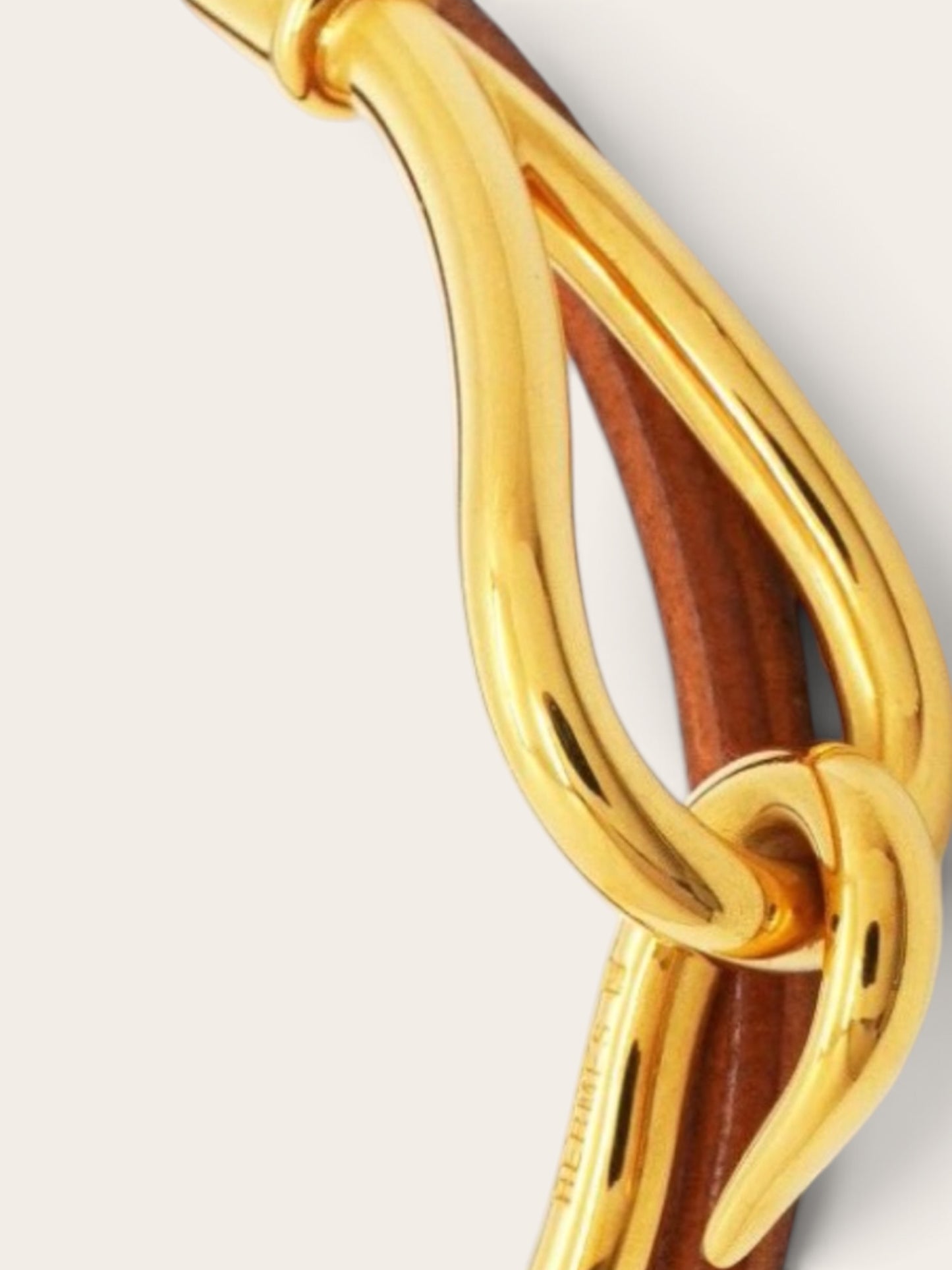 Hermès Jumbo Leather Bracelet, Gold and Brown