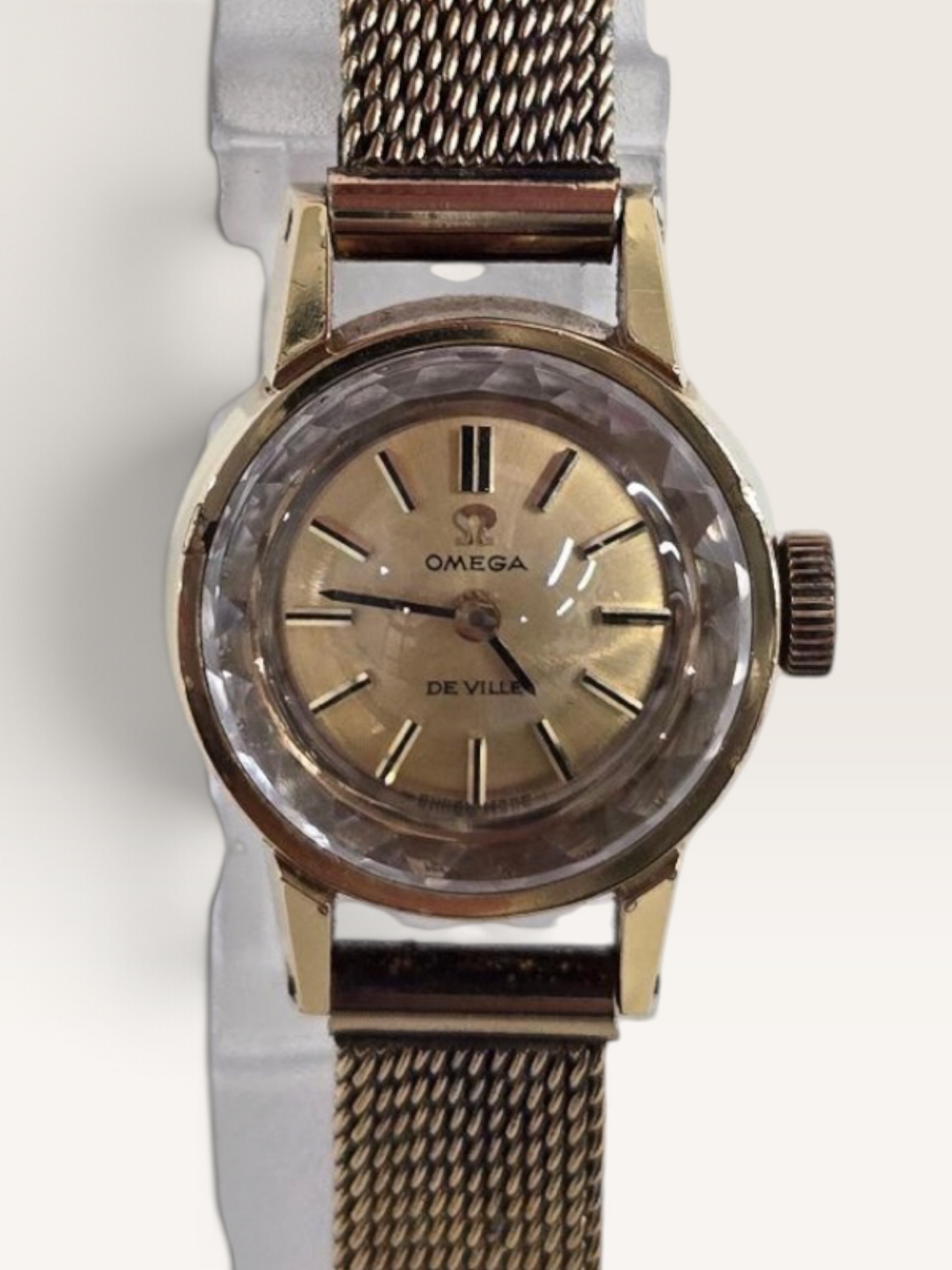 OMEGA De Ville Faceted Crystal Manual-Wind Vintage Watch
