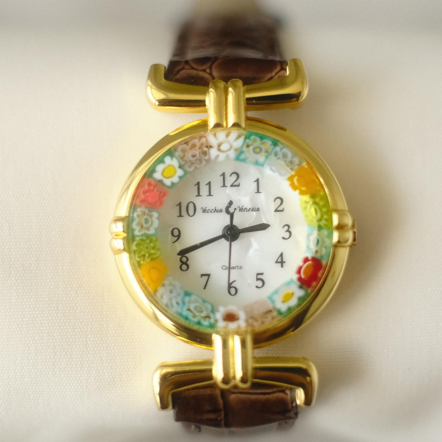 Murano Millefiori Watch With Leather Band - Brown
