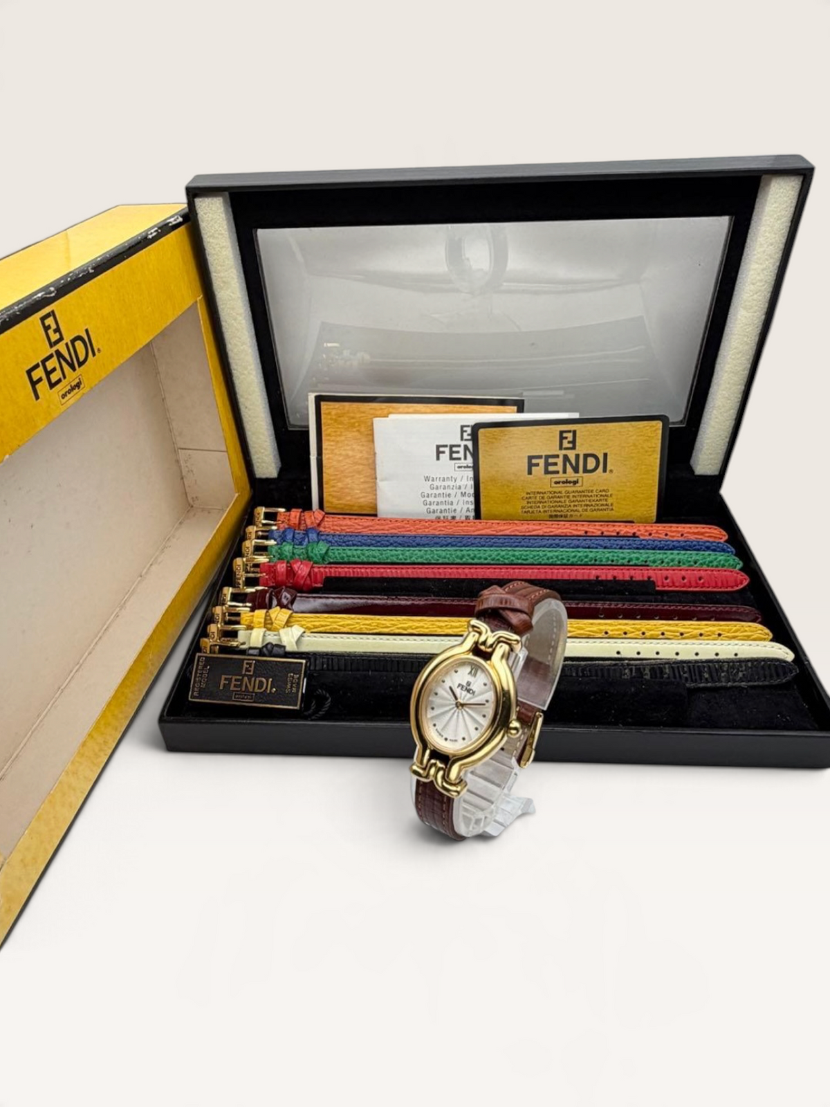 FENDI 640L Chameleon Vintage Quartz Watch with Nine Leather Straps