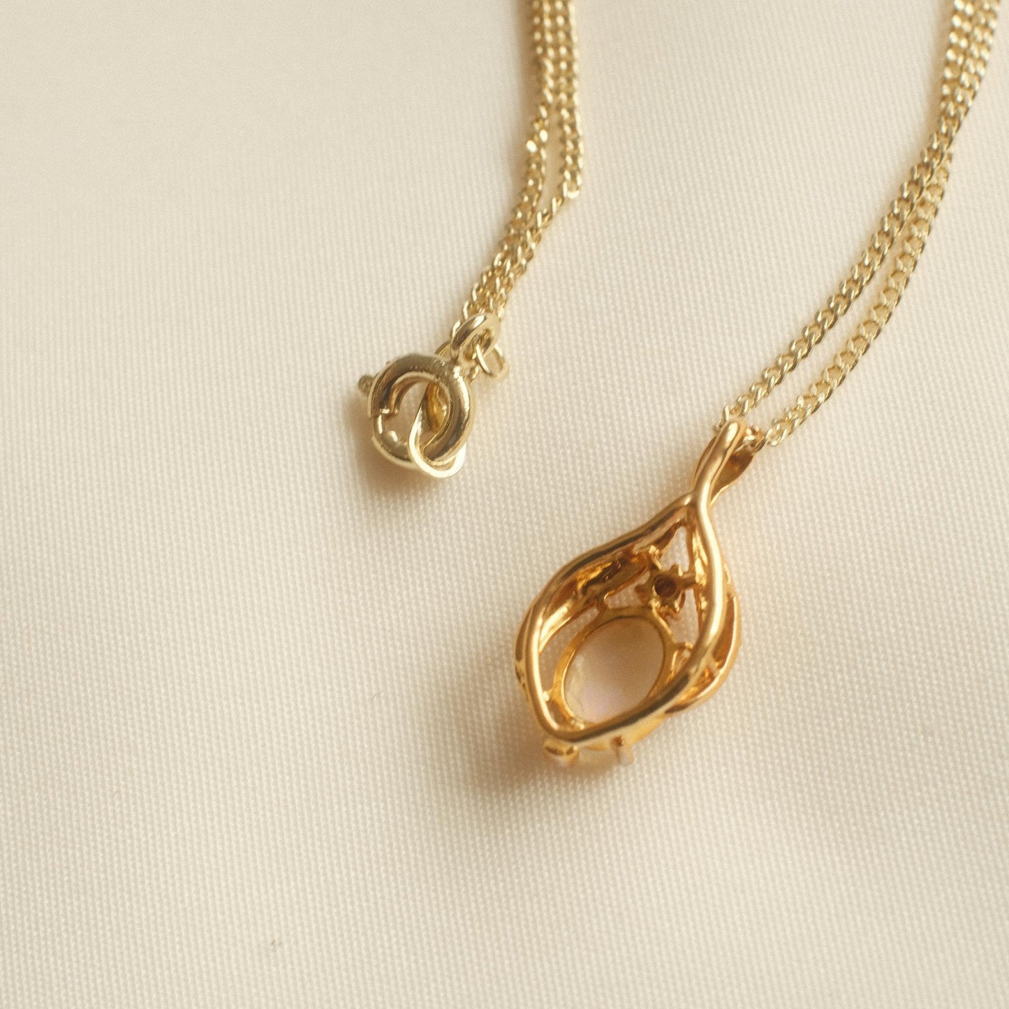 "Ethereal Glow" White Opal Asymmetrical Design Pendant