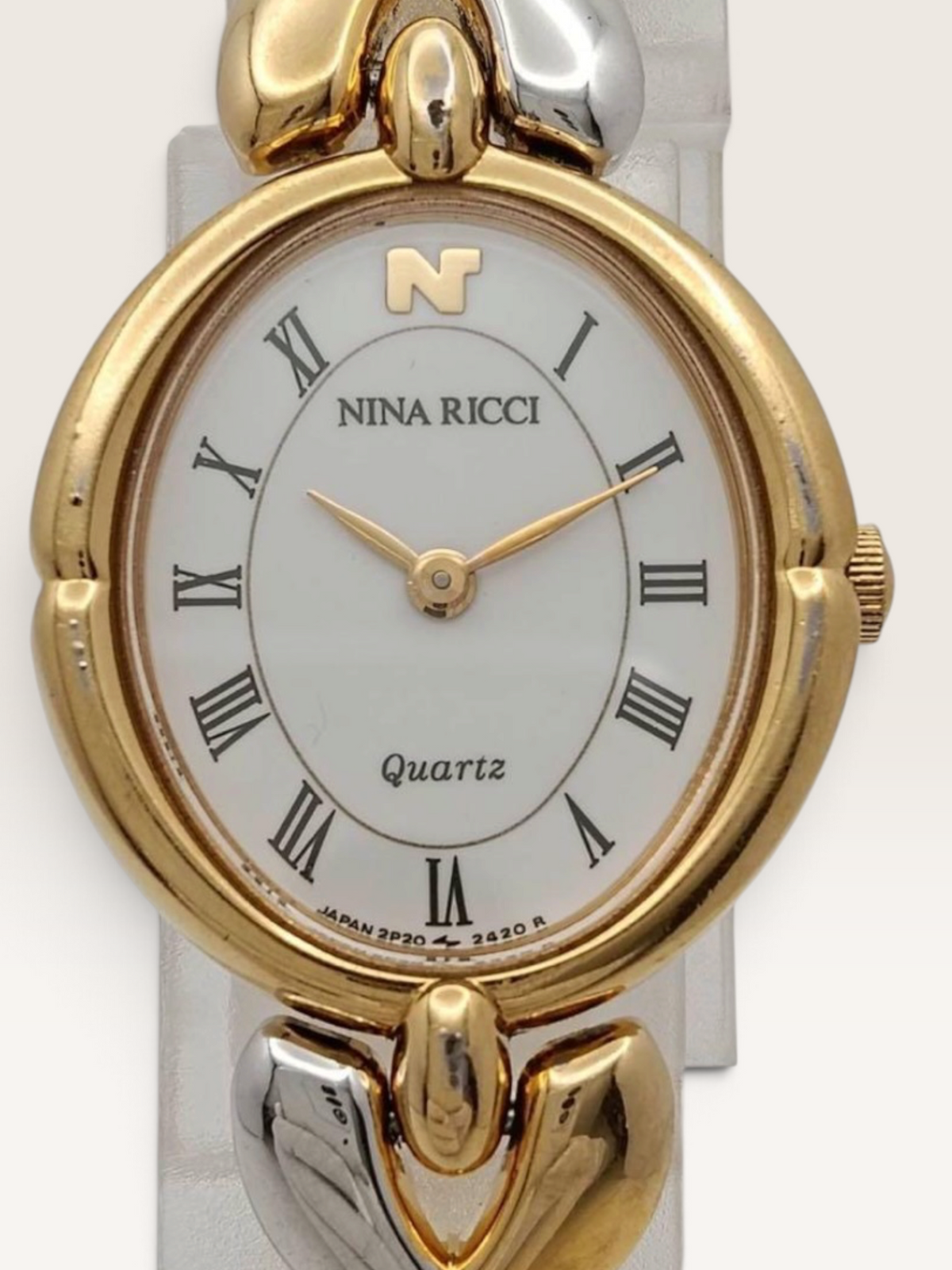 Vintage NINA RICCI Two-Tone Oval Bracelet Watch