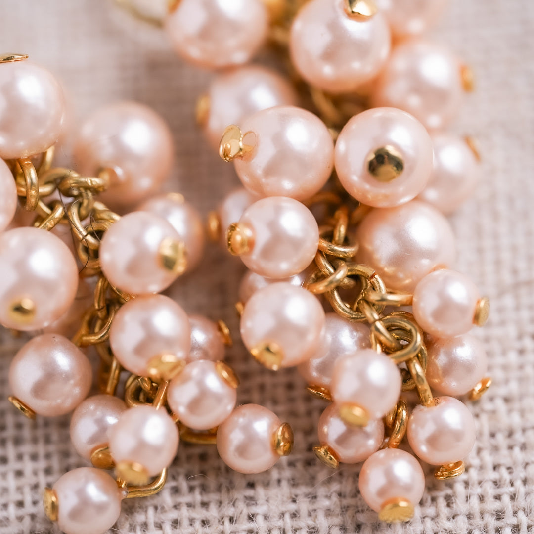 Valentine's Day Marche: Grape motif pink costume pearl earrings