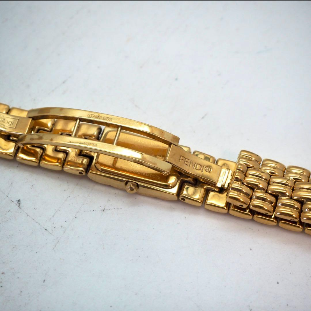 Vintage FENDI Orologi 670L Rectangular Gold Bracelet Watch
