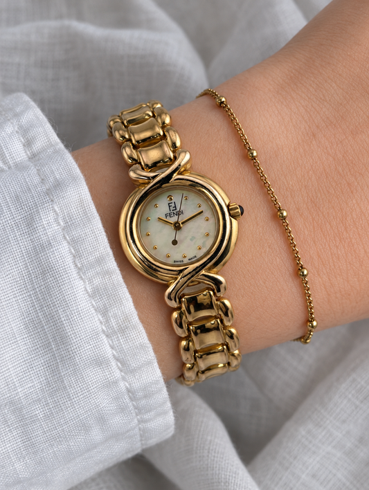 FENDI 700L Mother-of-Pearl Gold-Tone Vintage Quartz Watch