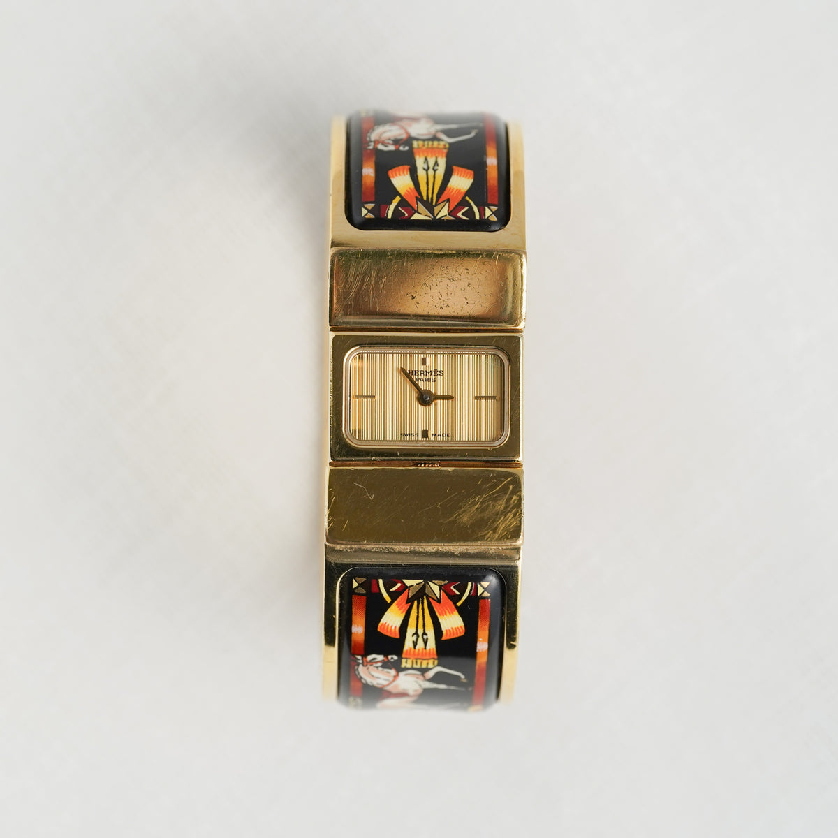 HERMÈS Loquet Gold-Tone Bangle Watch