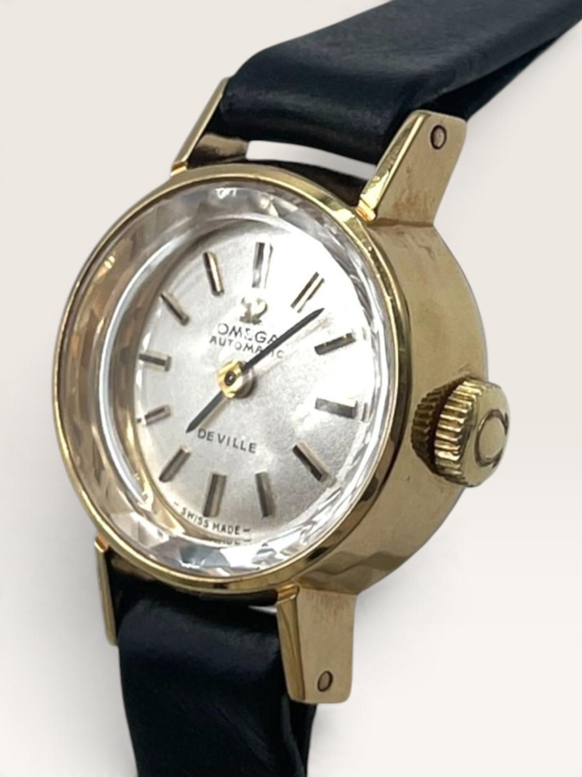 OMEGA De Ville Vintage Watch with Faceted Crystal