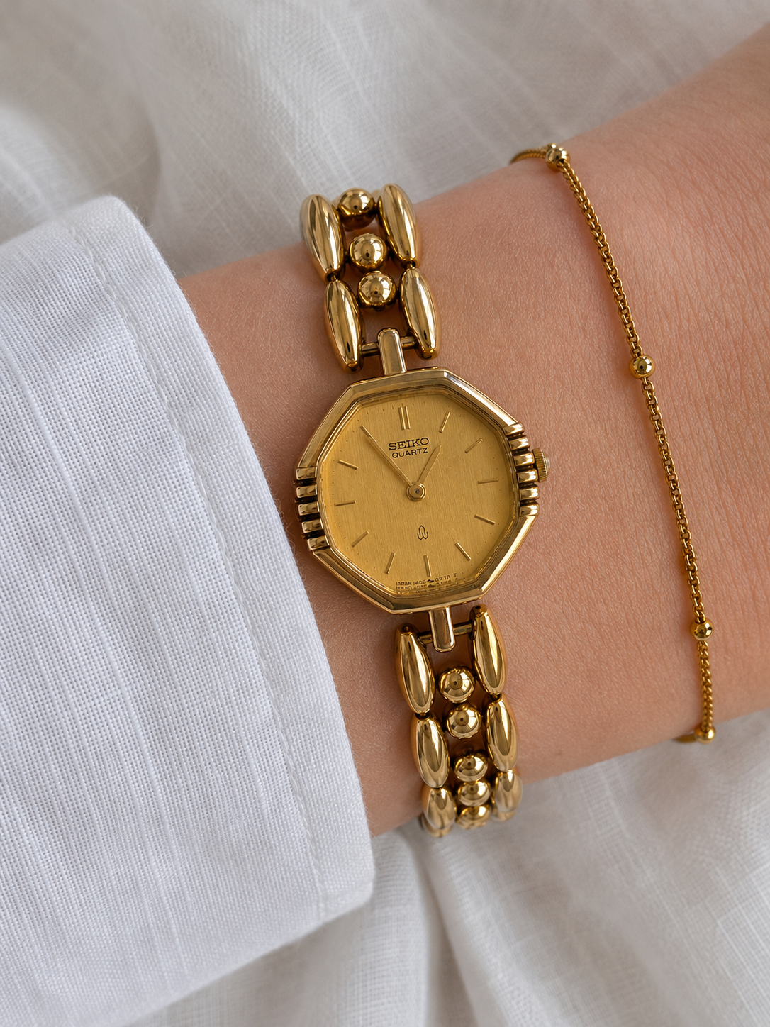 SEIKO Gold-Tone Octagonal Bracelet Watch