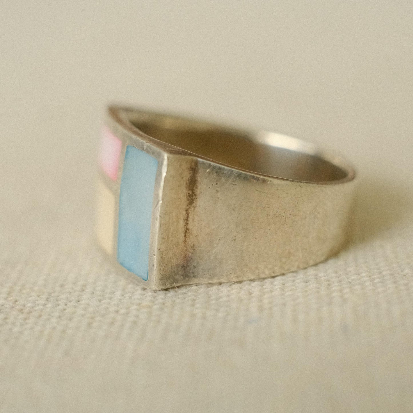 Vintage Pastel Colour Block Square Ring