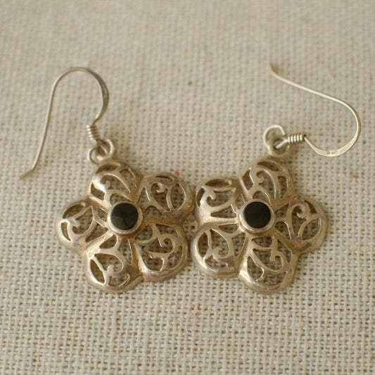 Vintage Sterling Silver Floral Motif Post Earrings
