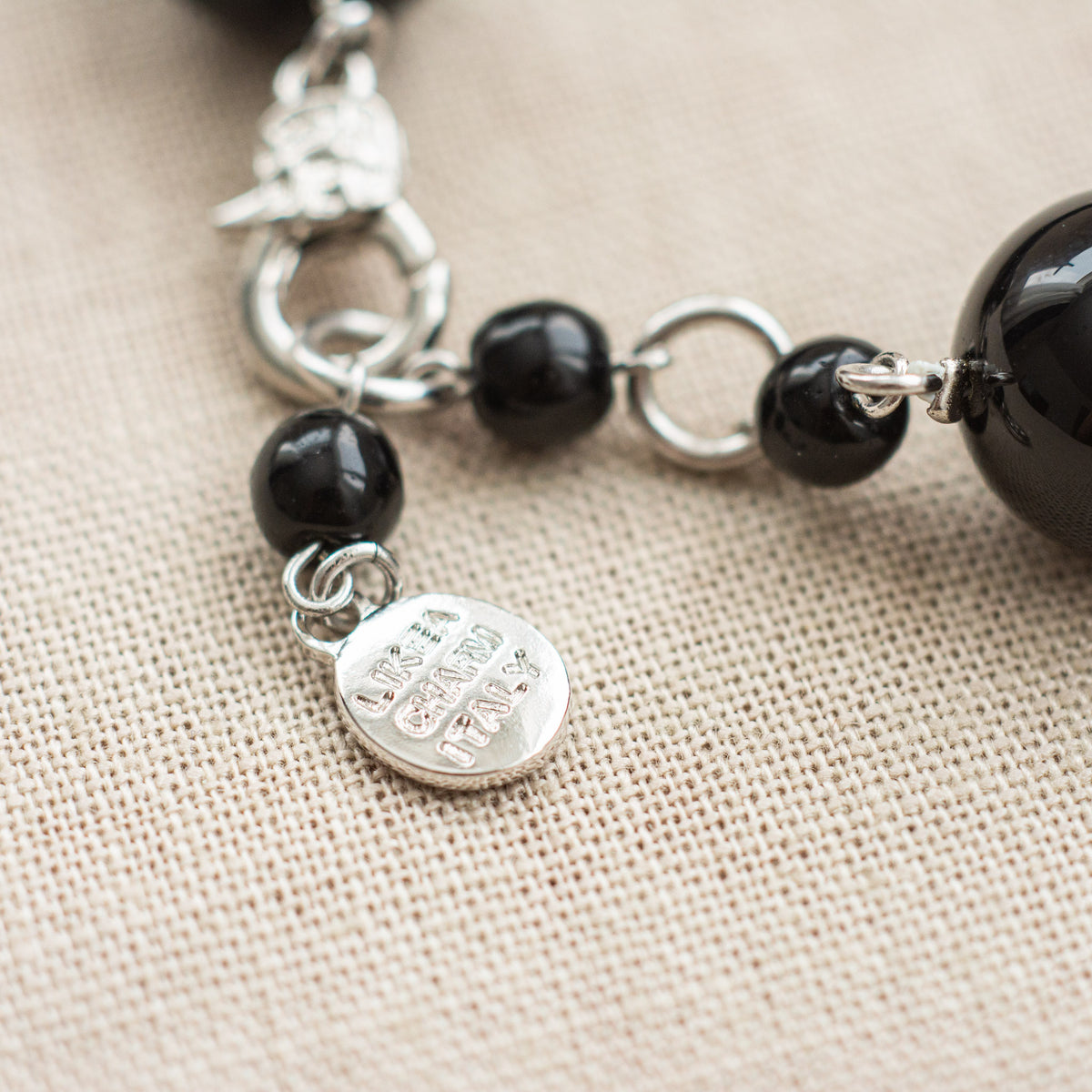Vintage Italian Black &amp; White Glass Bead Necklace