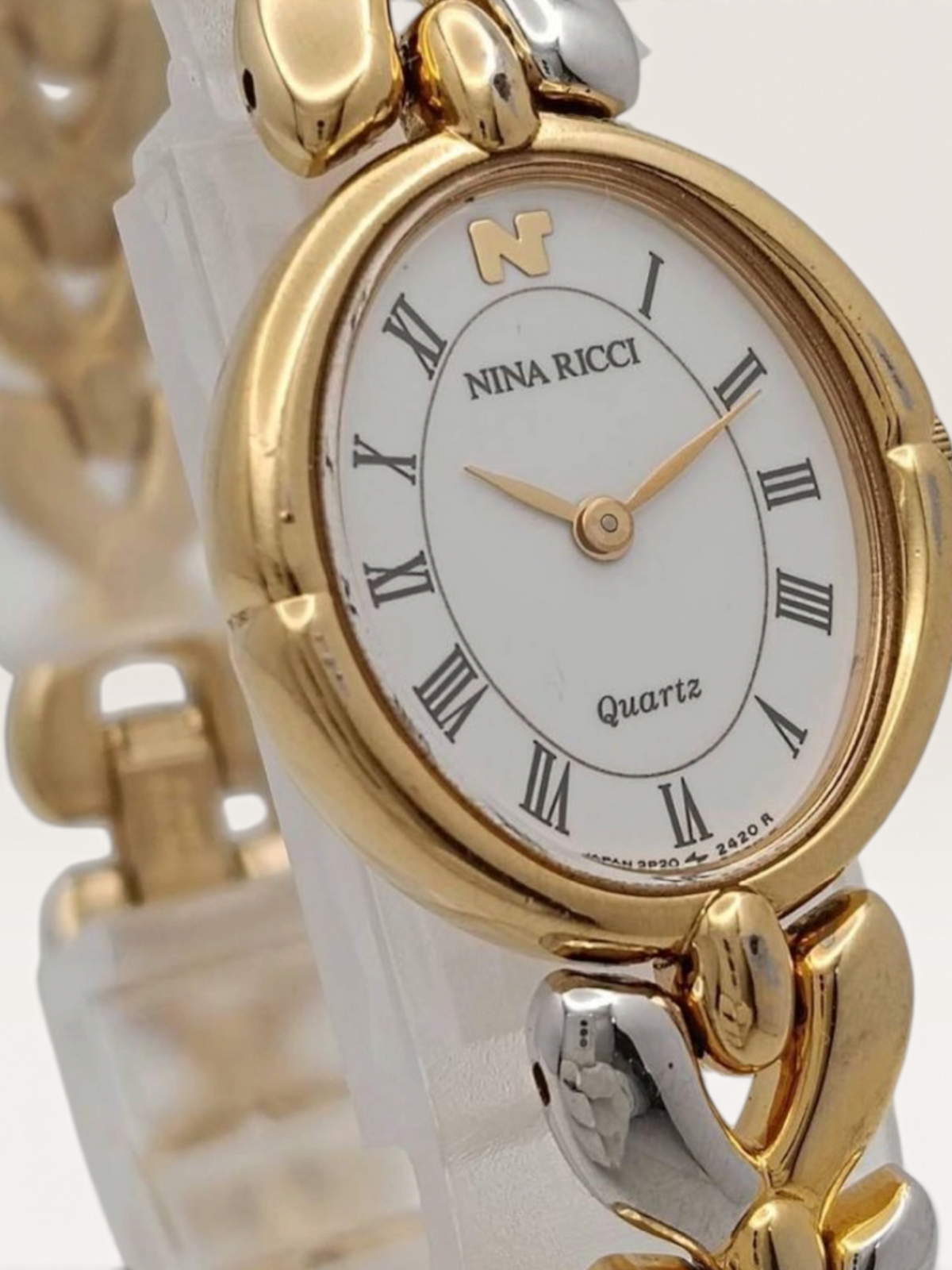 Vintage NINA RICCI Two-Tone Oval Bracelet Watch
