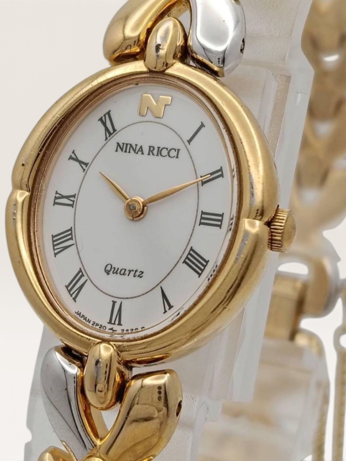 Vintage NINA RICCI Two-Tone Oval Bracelet Watch