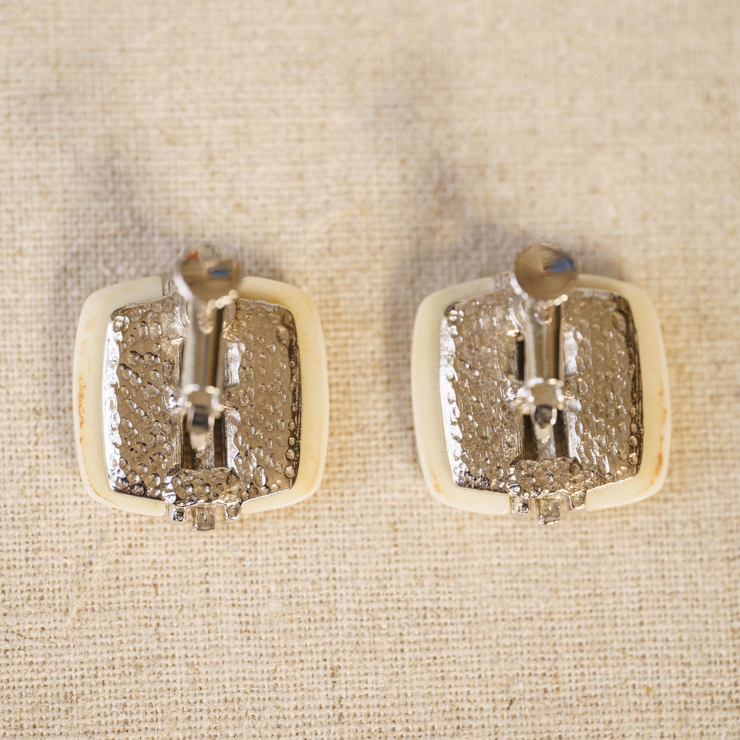 Vintage square motif enamel earrings