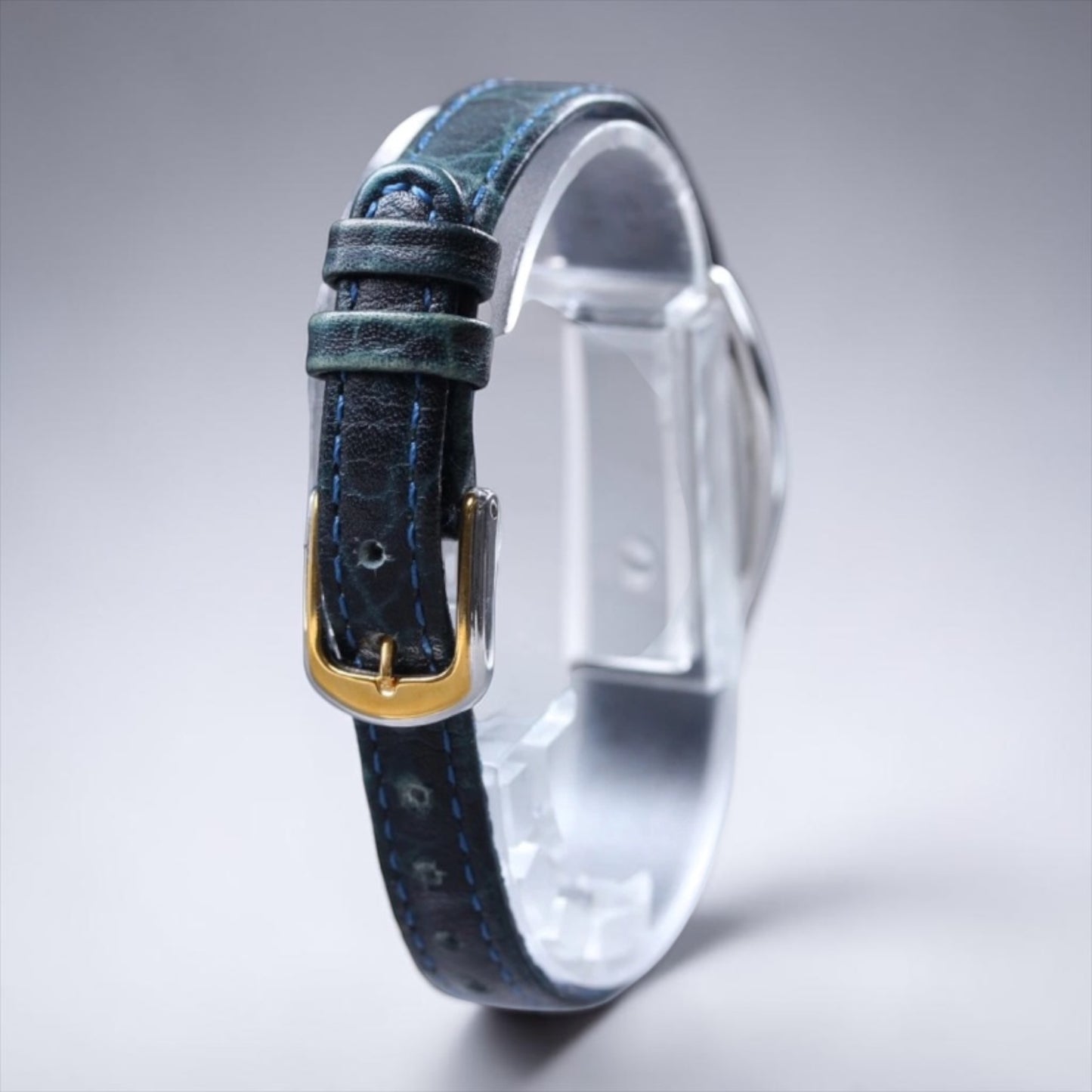 Seiko LUCENT Tonneau-Case Roman Numeral Navy Leather Watch