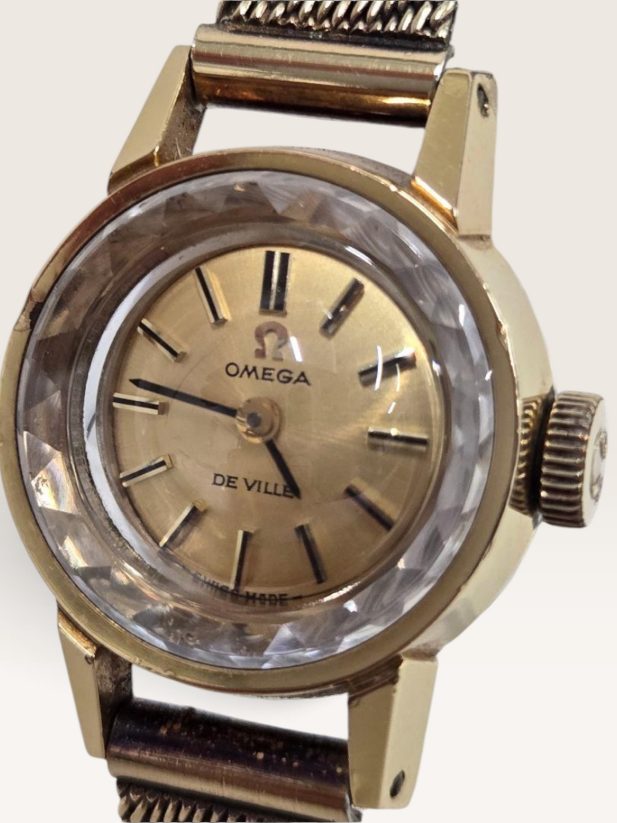 OMEGA De Ville Faceted Crystal Manual-Wind Vintage Watch