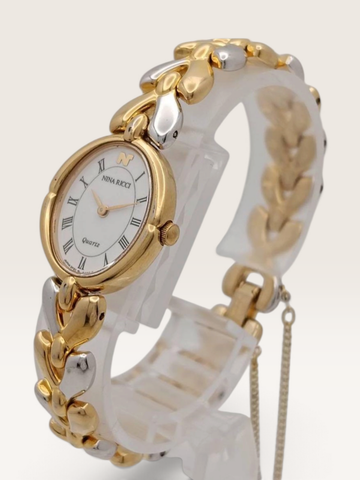 Vintage NINA RICCI Two-Tone Oval Bracelet Watch
