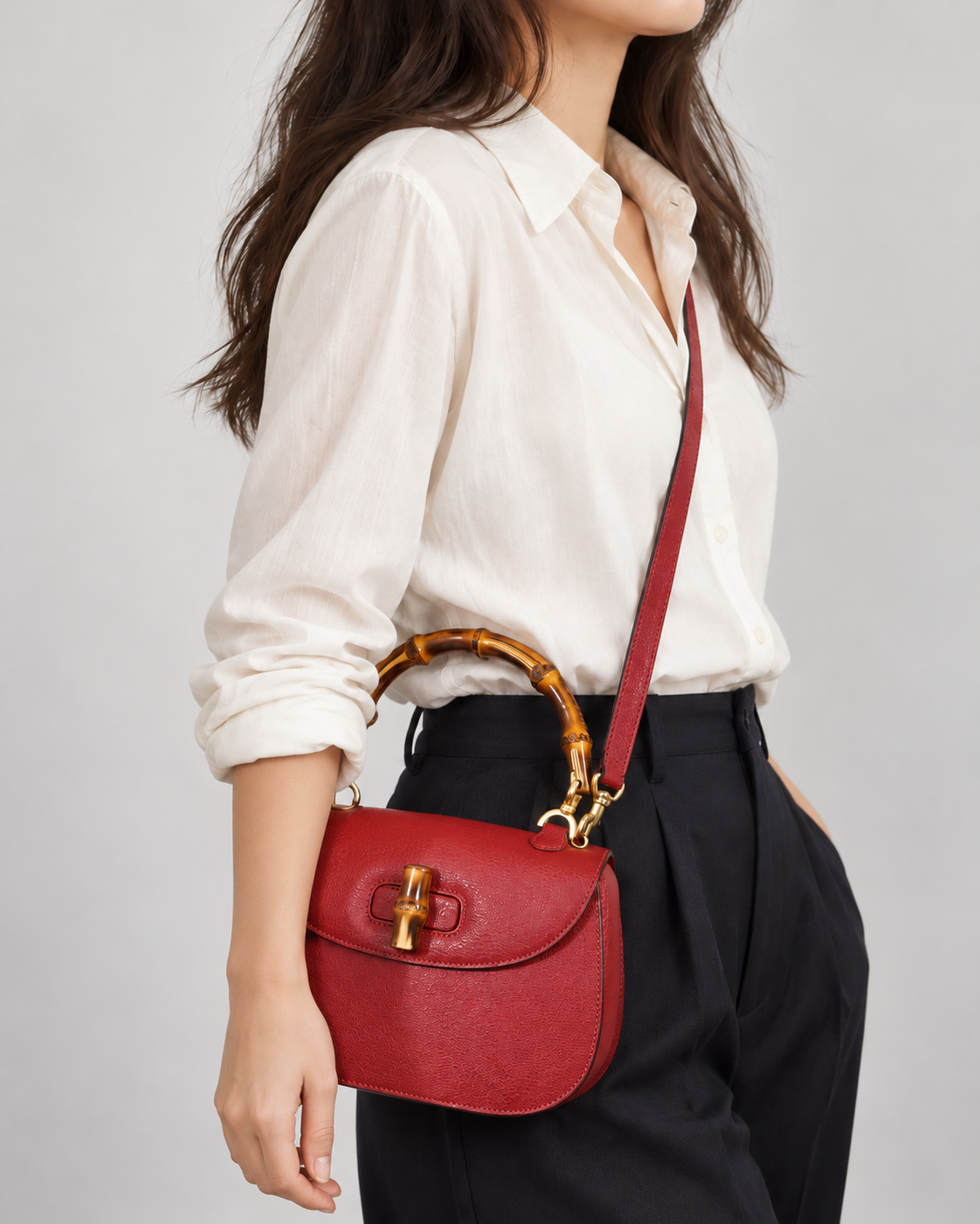 GUCCI Bamboo 2-Way Red Leather Bag – Vintage