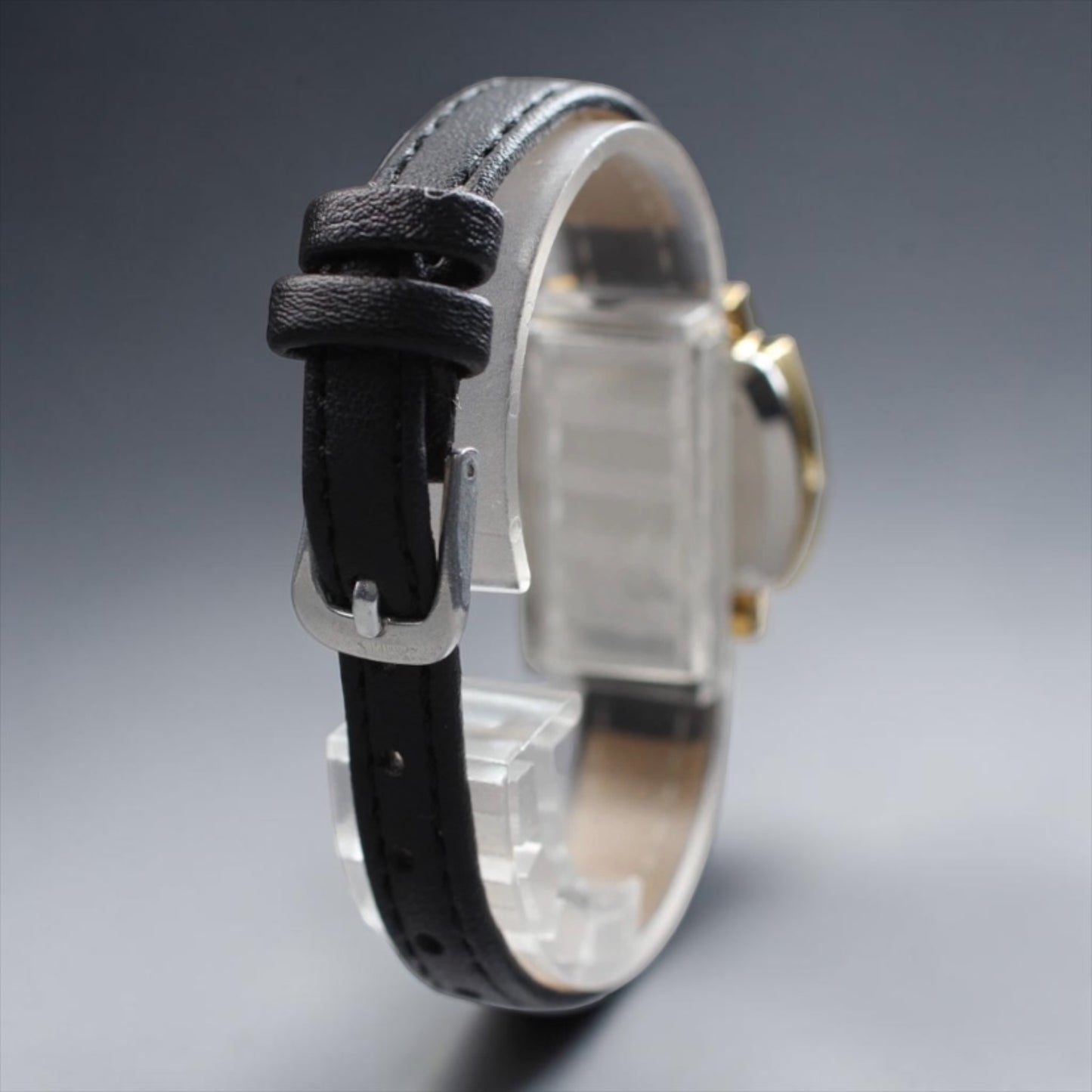 Seiko Quartz Gold Cushion-Case Leather Watch