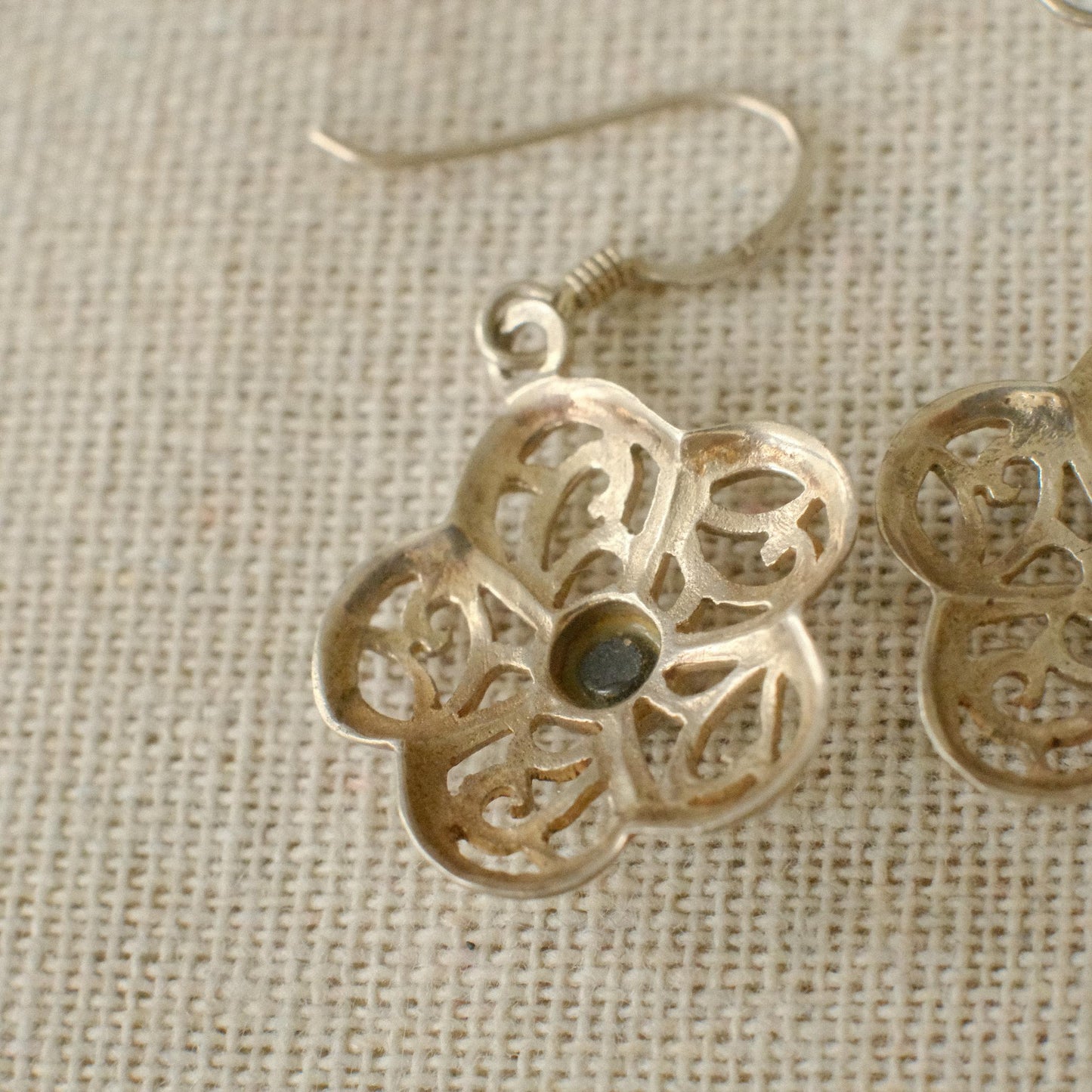 Vintage Sterling Silver Floral Motif Post Earrings